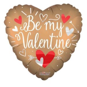 Folieballon hart Be My Valentine gevuld met helium 90cm